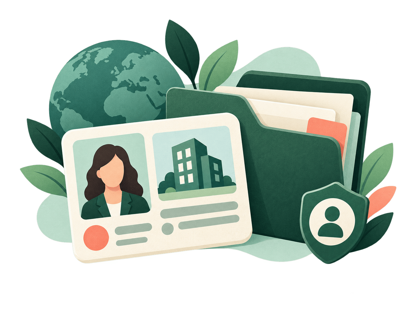 Abstract applicant identity card and company folder illustration