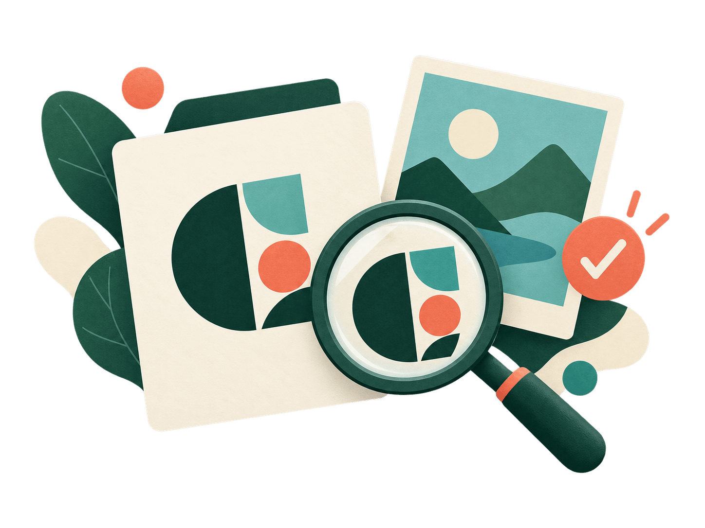 Abstract mark representation reviewed with a magnifier