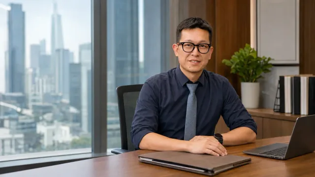 Peter Lin seated at a desk
